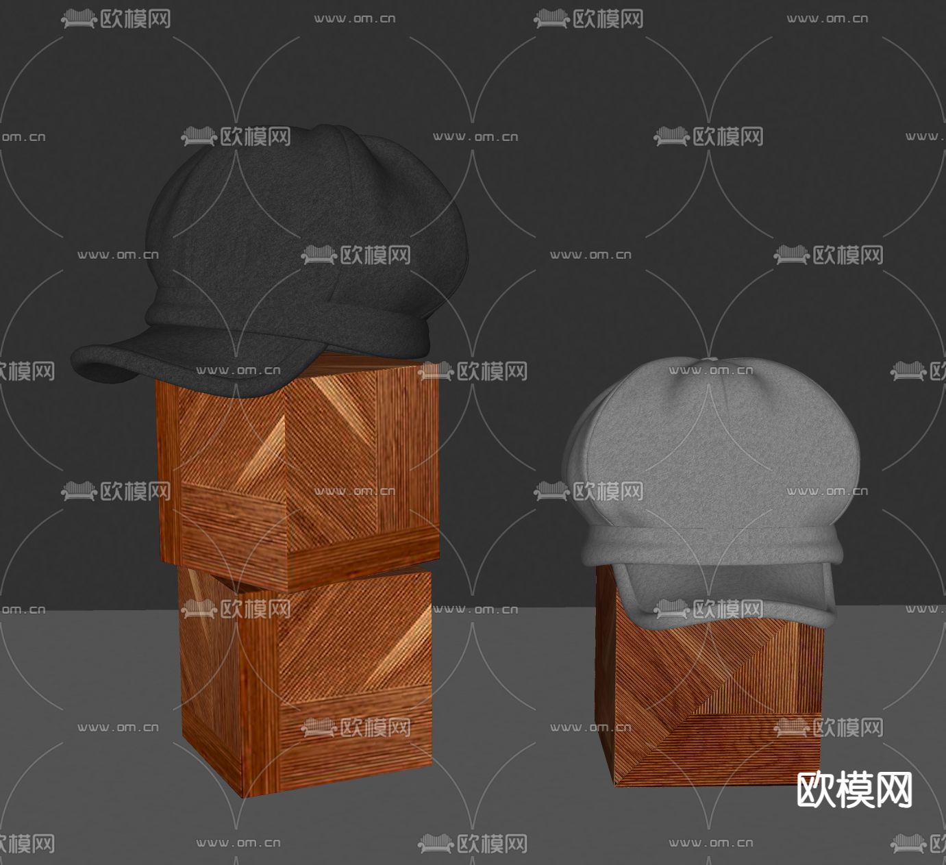 现代布艺帽子 白色帽子su模型下载（渲染图1）