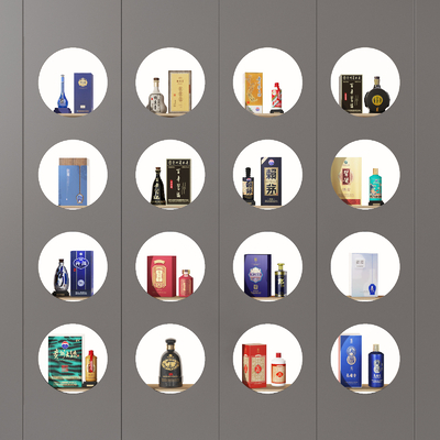  酒水 酒瓶 洋酒 酒柜su模型 