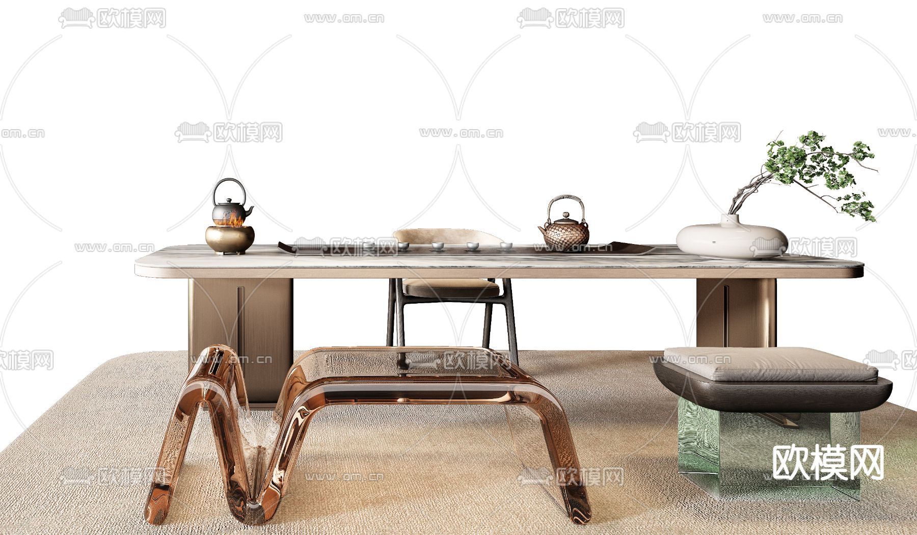 Minotti 茶桌椅3d模型下载