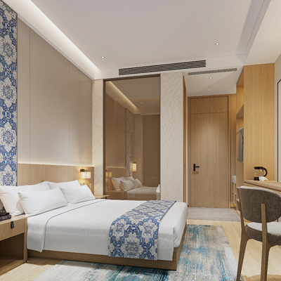  现代酒店 客房su模型 