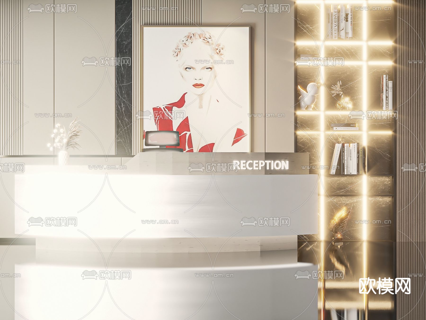 现代前台 服务台 接待台3d模型下载