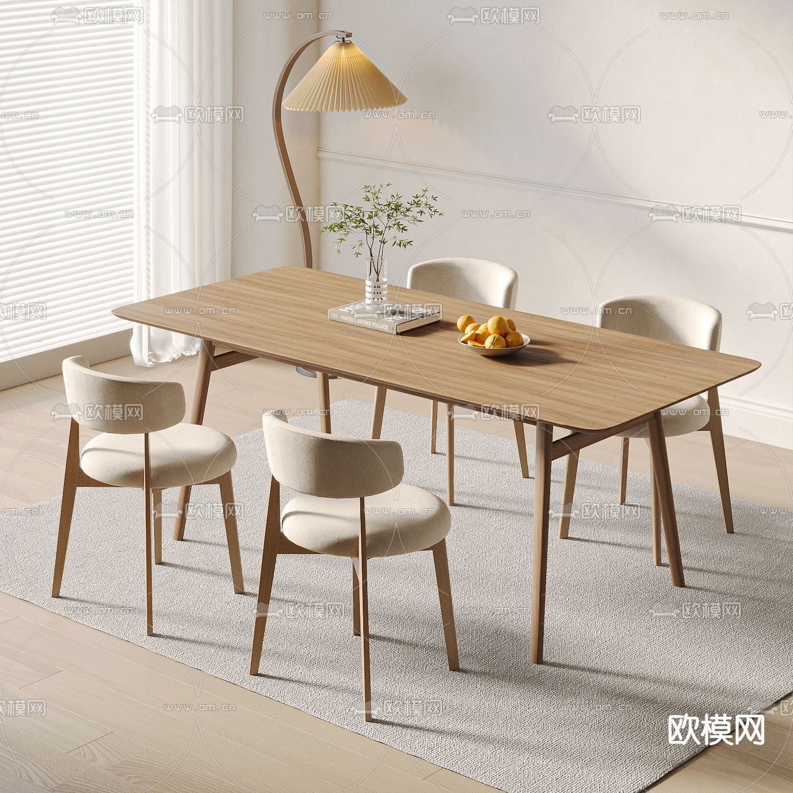calligaris 餐桌椅su模型下载（渲染图2）