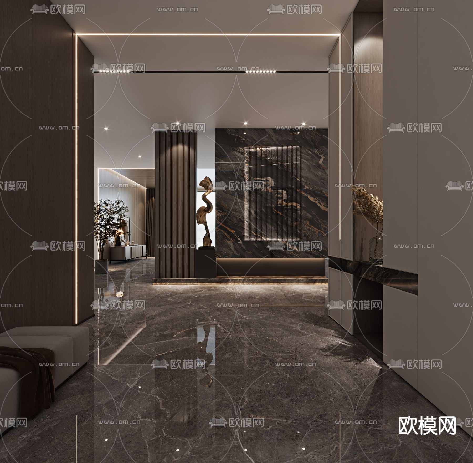 现代玄关过道 门厅3d模型下载