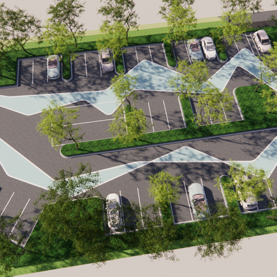  户外停车场su模型 