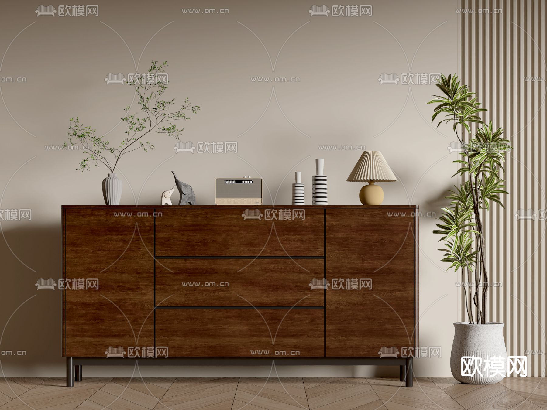 侘寂风玄关柜 端景柜3d模型下载