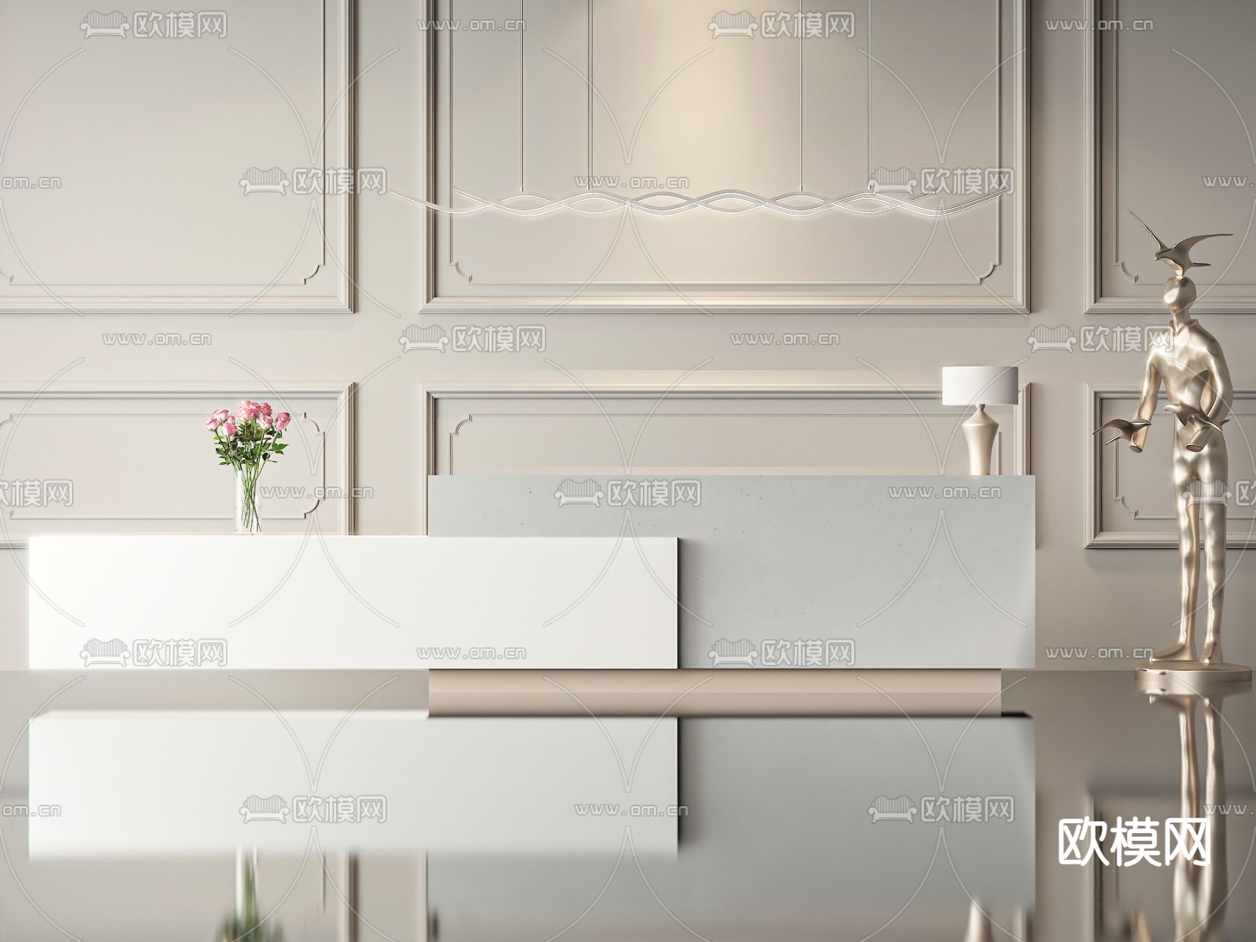 现代前台 服务台 接待台3d模型下载