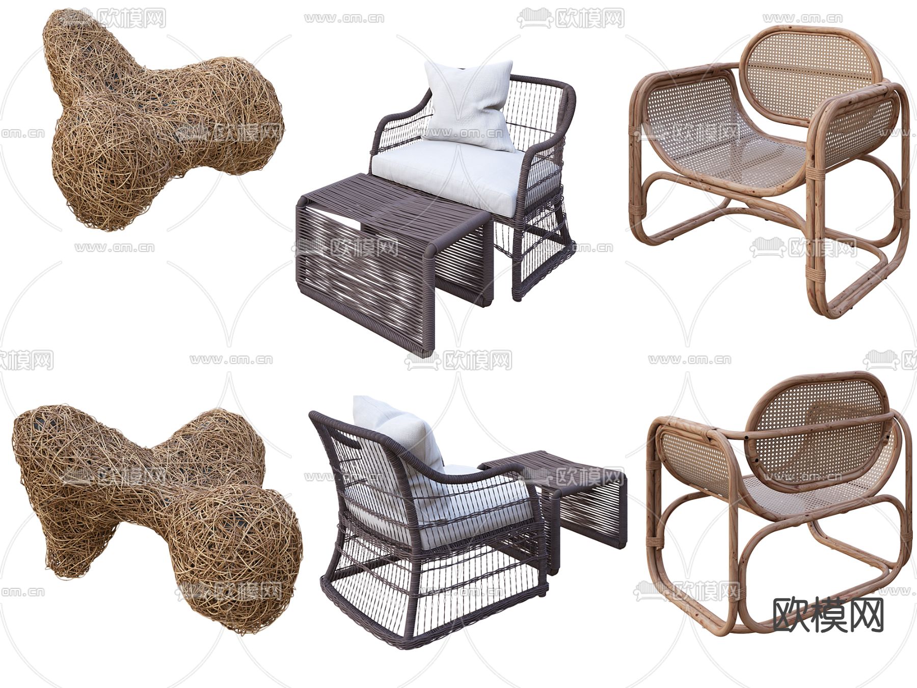 藤编椅子 休闲椅 阳台椅 脚踏3d模型下载