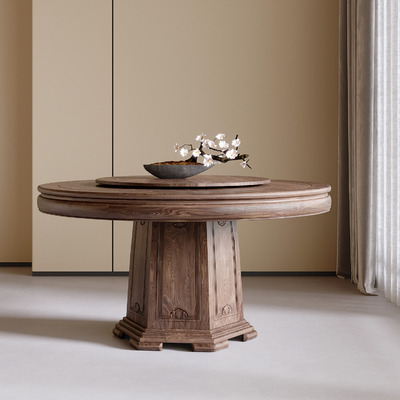 新中式圆形餐桌su模型