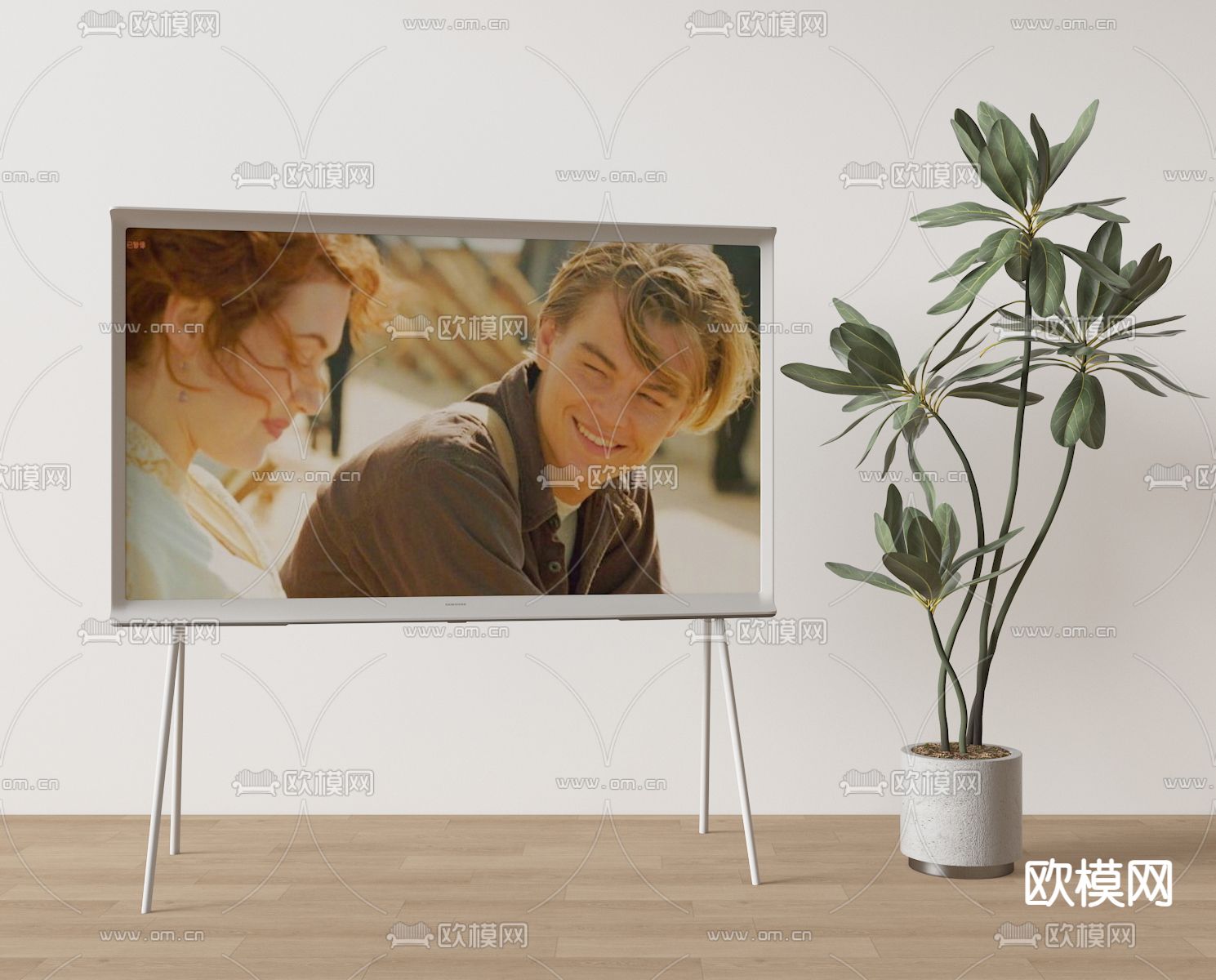 现代三星画镜电视su模型下载（渲染图2）