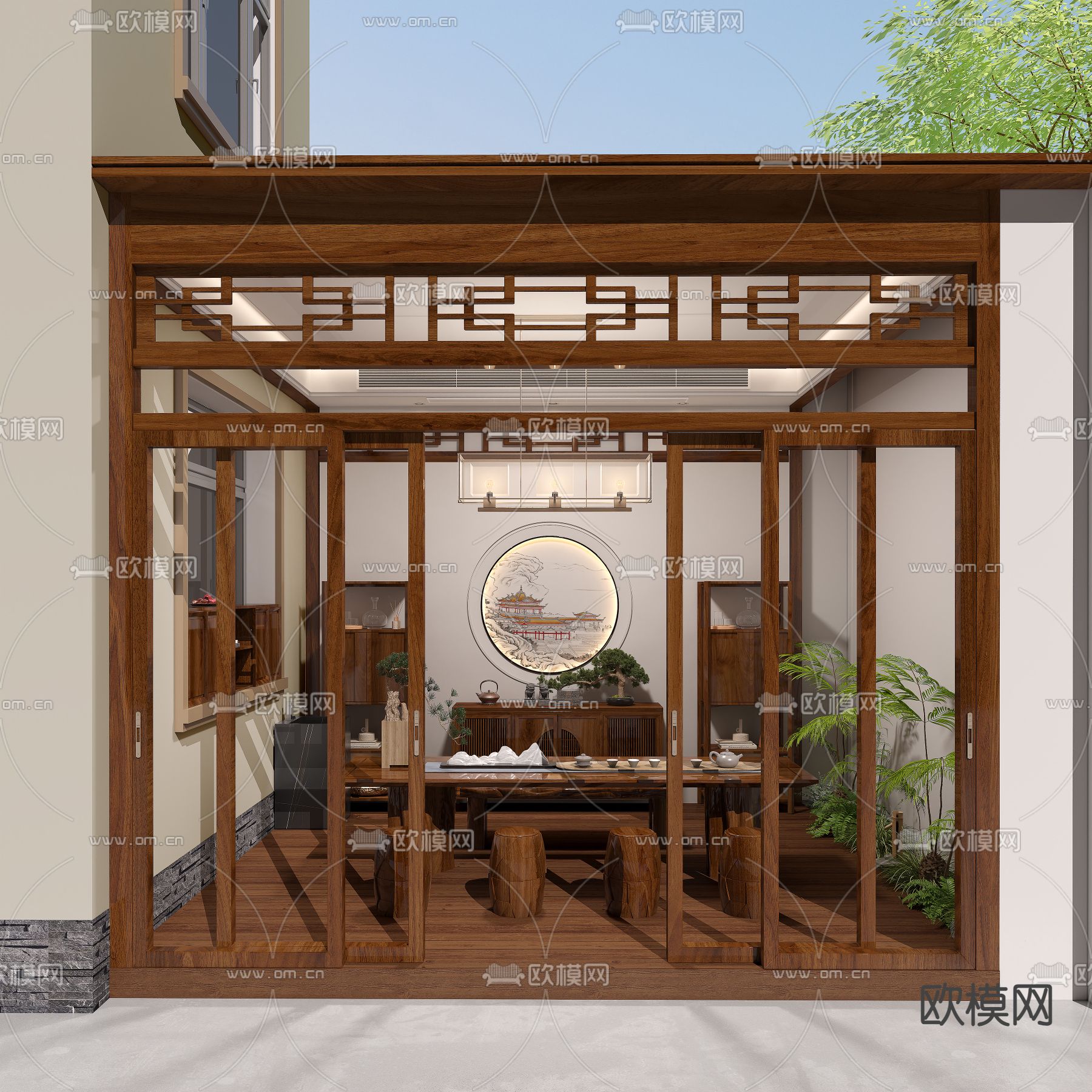 户外茶室 亭子3d模型下载