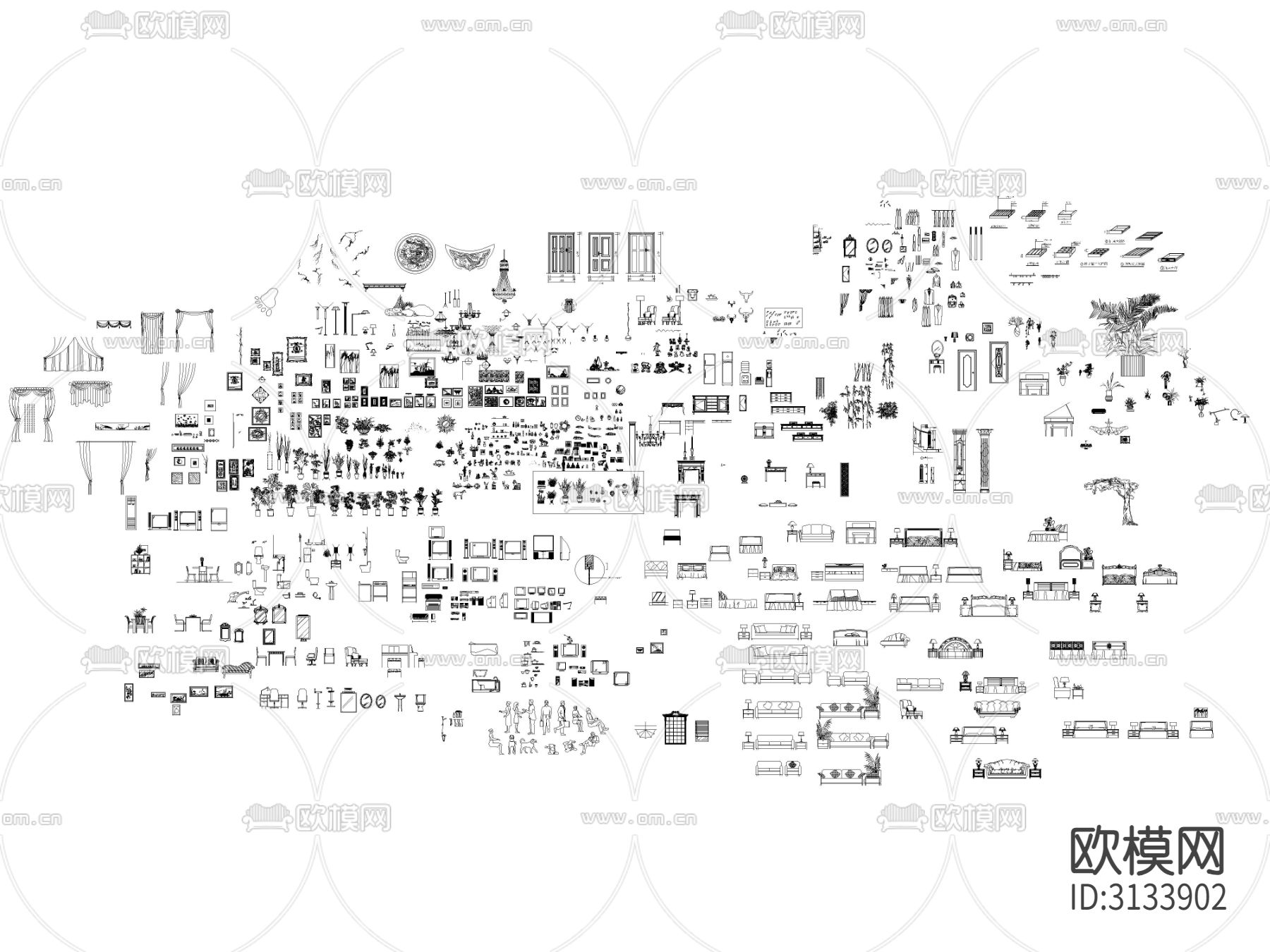 现代家装公装商业空间综合cad图库下载