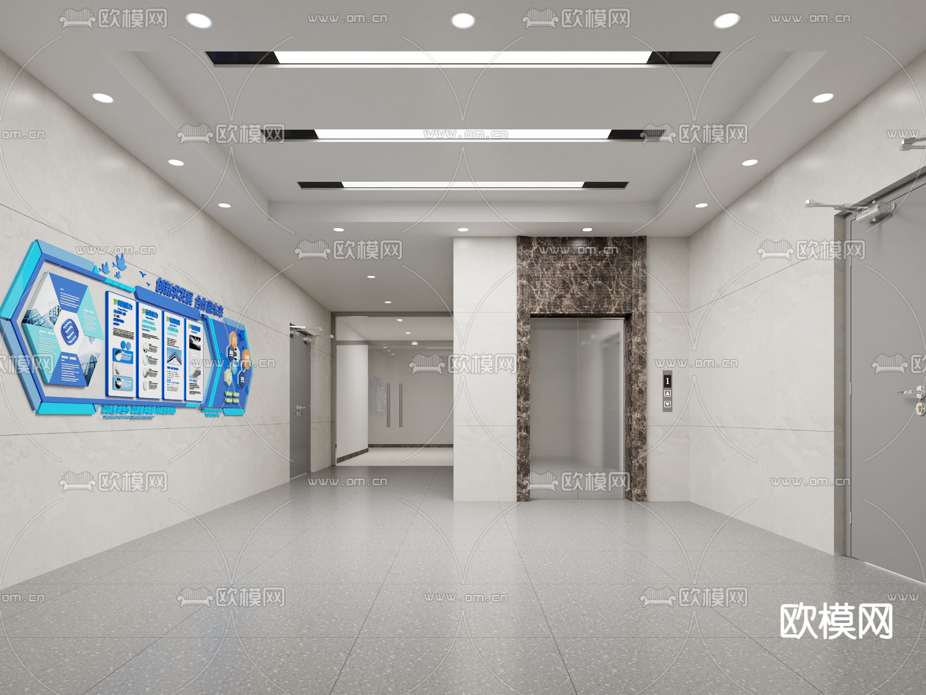 现代电梯厅 电梯间3d模型下载