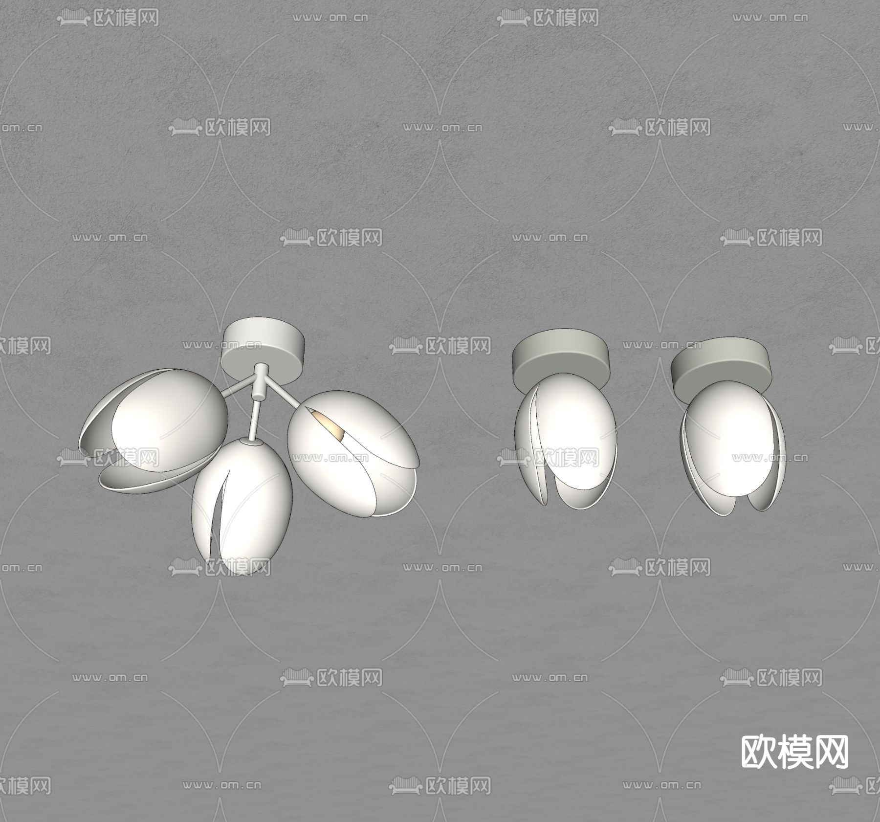 奶油风吸顶灯su模型下载（渲染图1）