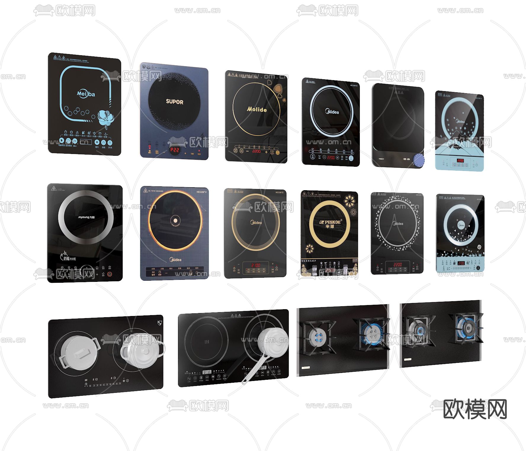 电磁炉 电热炉 燃气灶3d模型下载