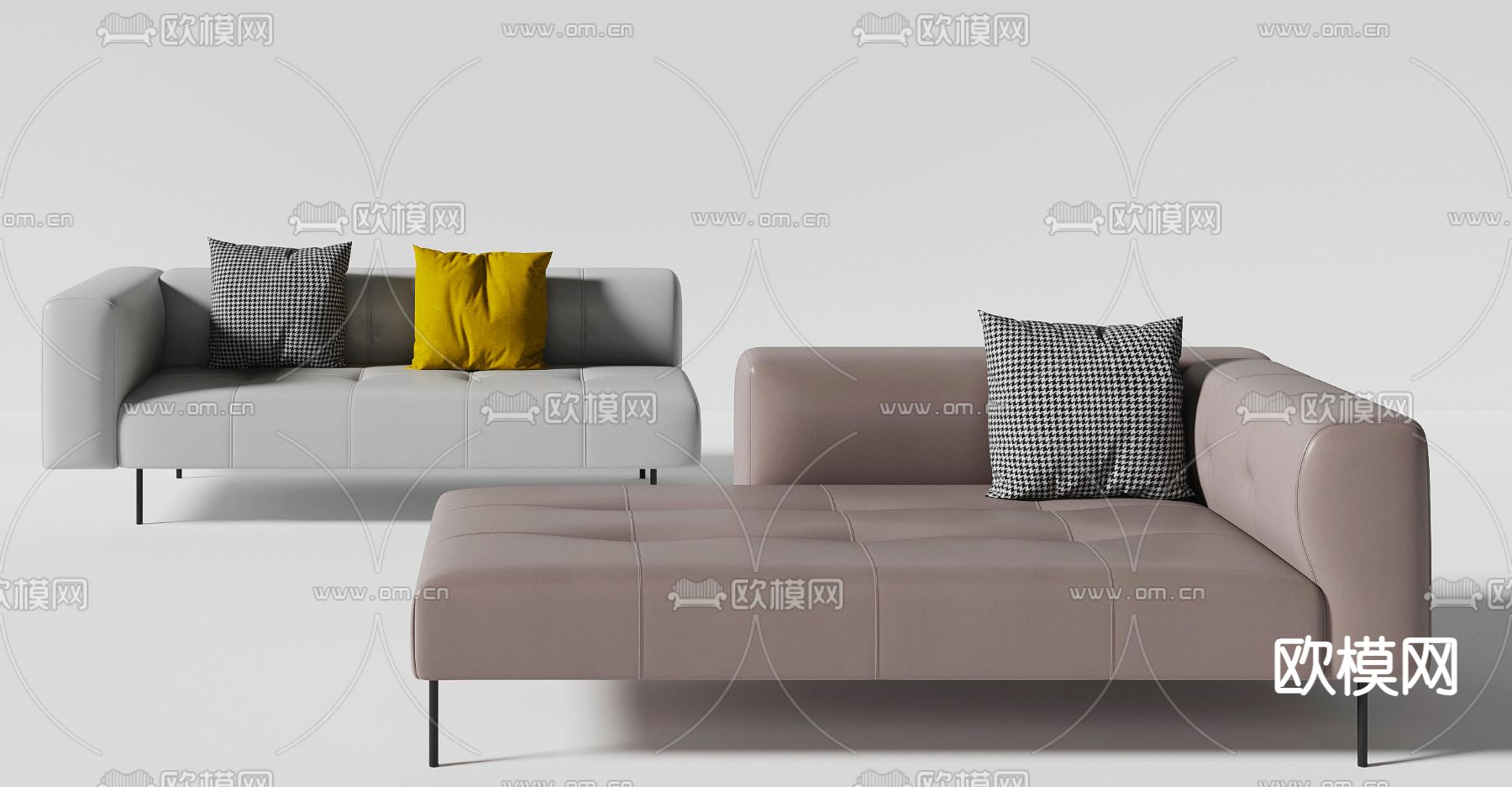 皮革贵妃椅 躺椅3d模型下载