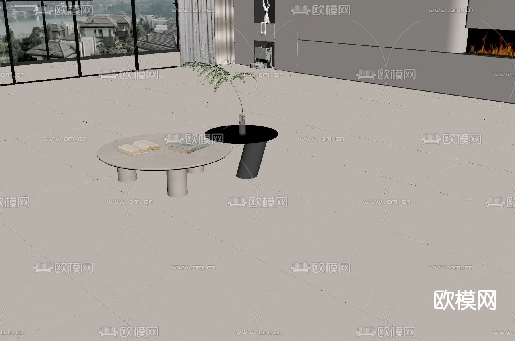 侘寂风柔光砖 天鹅绒地砖su模型下载（渲染图1）