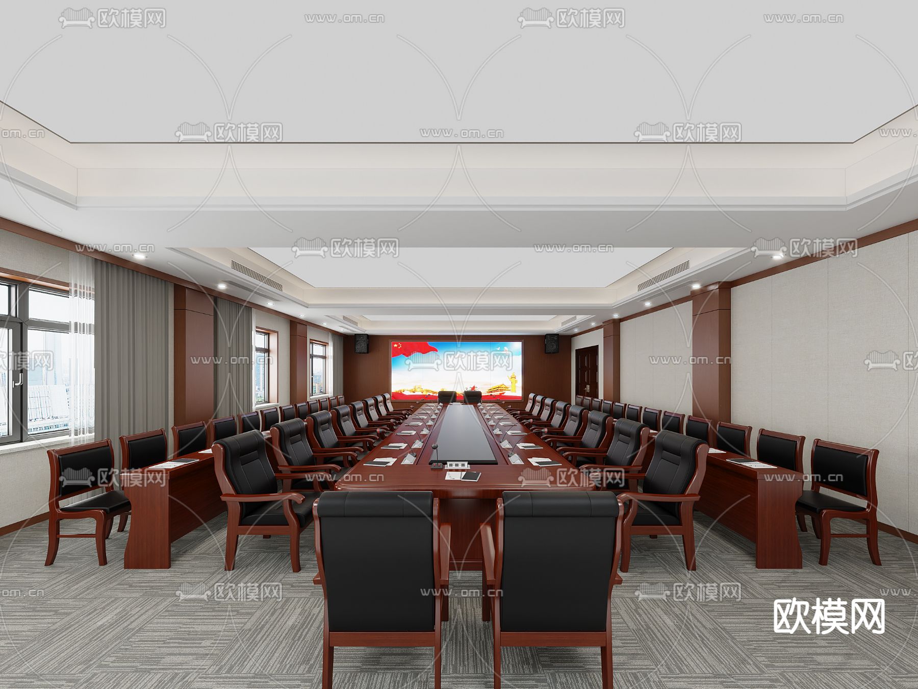 政府机关会议室3d模型下载