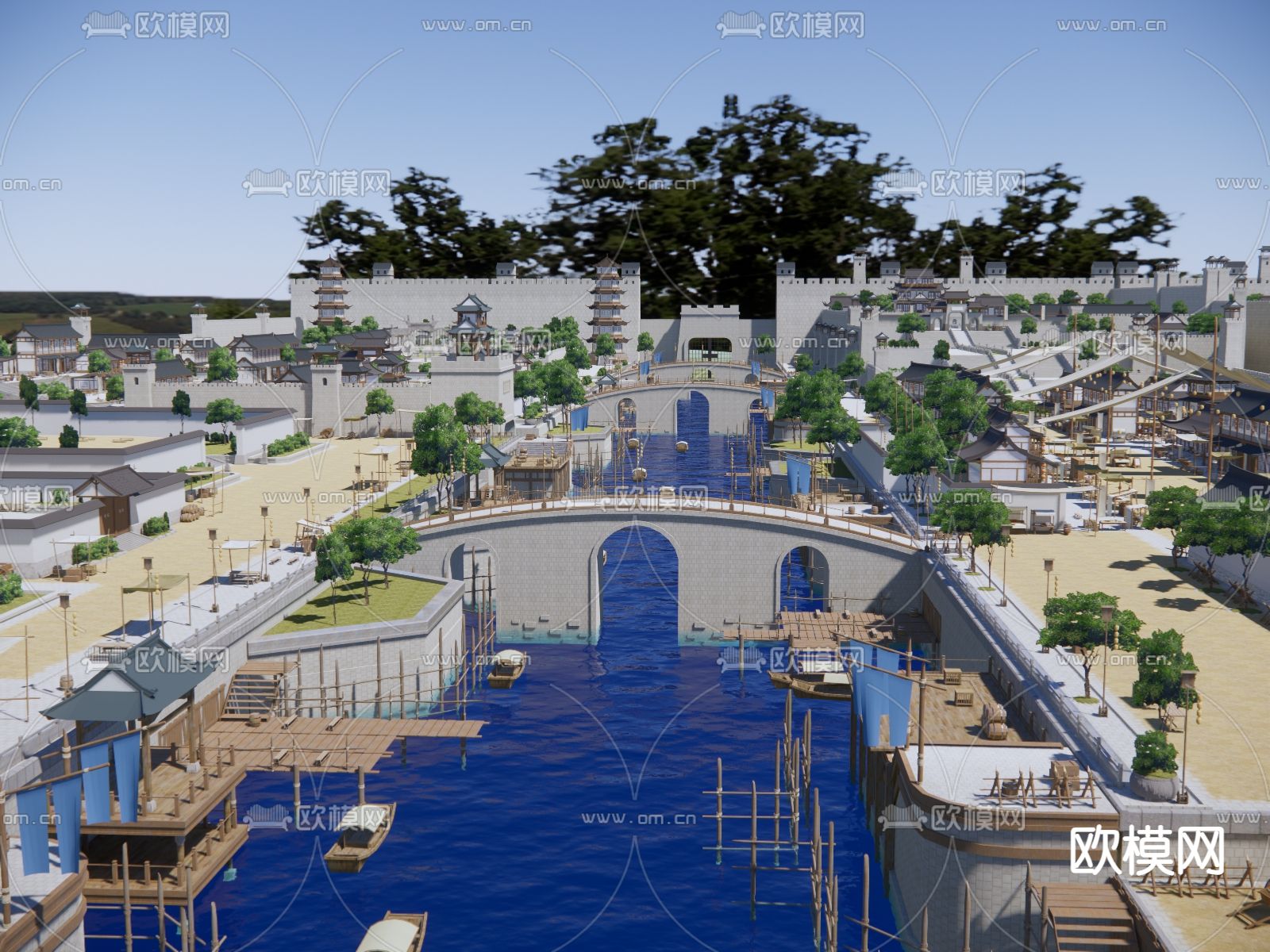 古建筑群su模型下载（渲染图4）