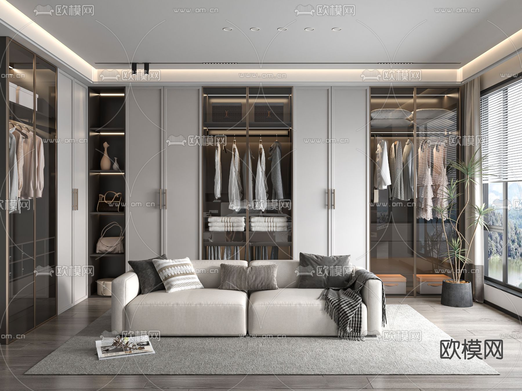 现代衣帽间3d模型下载