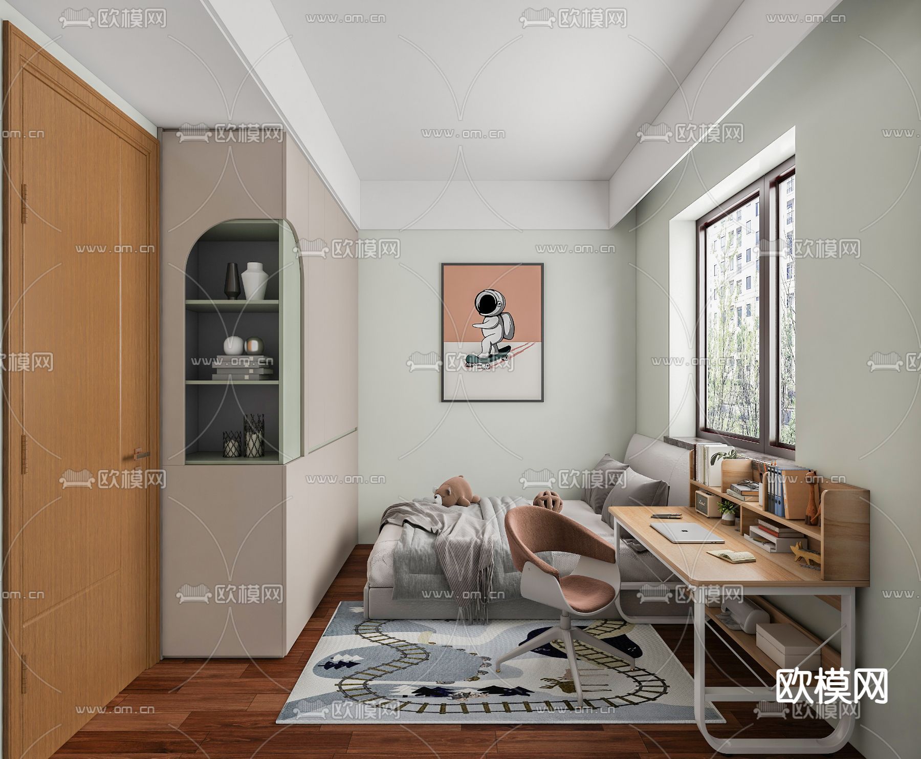 现代儿童房 次卧 小孩房3d模型下载