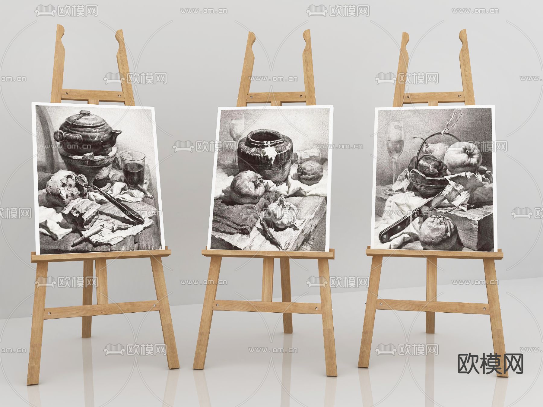 画板 画架 素描板 美术 画具3d模型下载