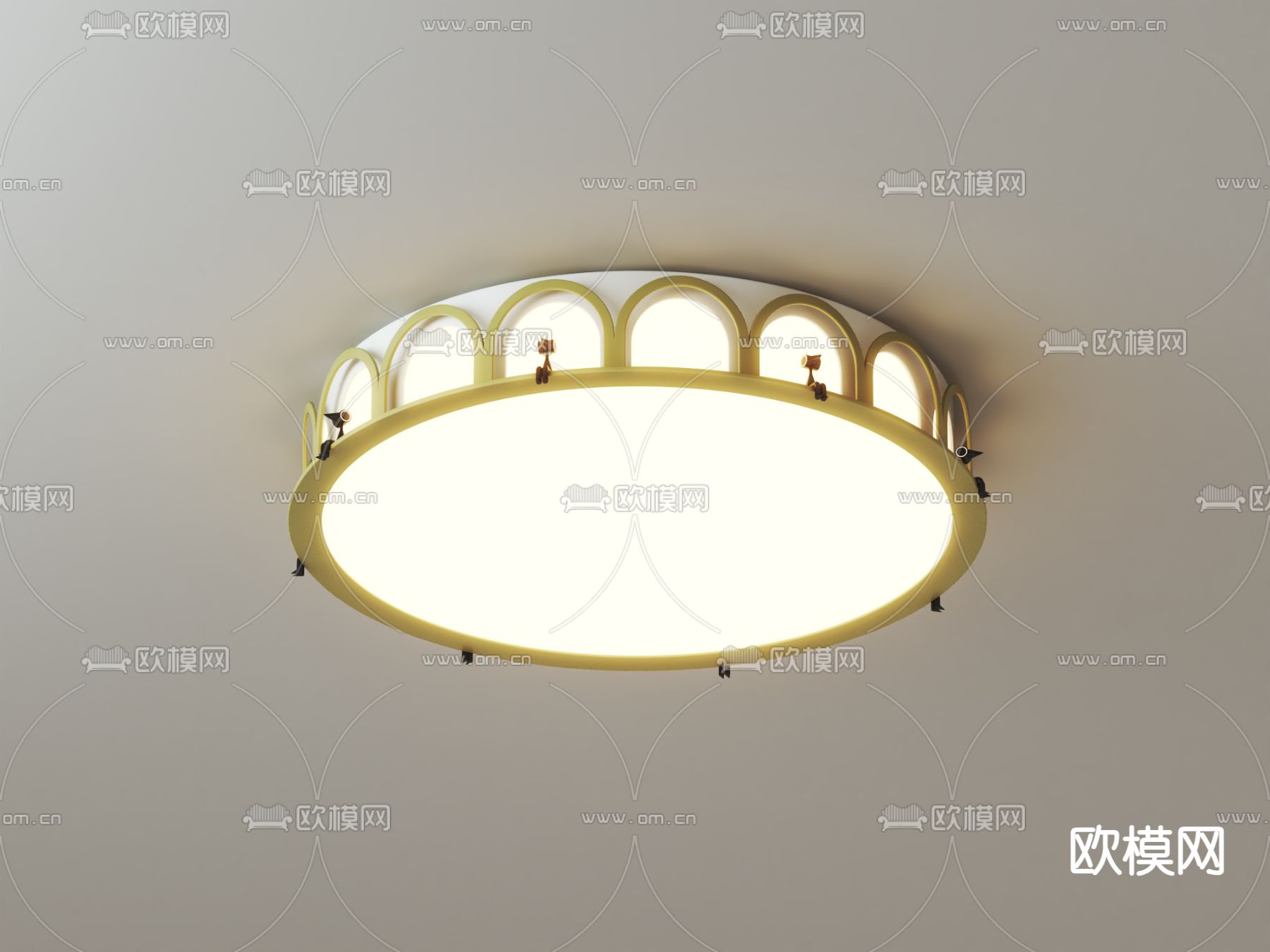 奶油风吸顶灯su模型下载（渲染图2）