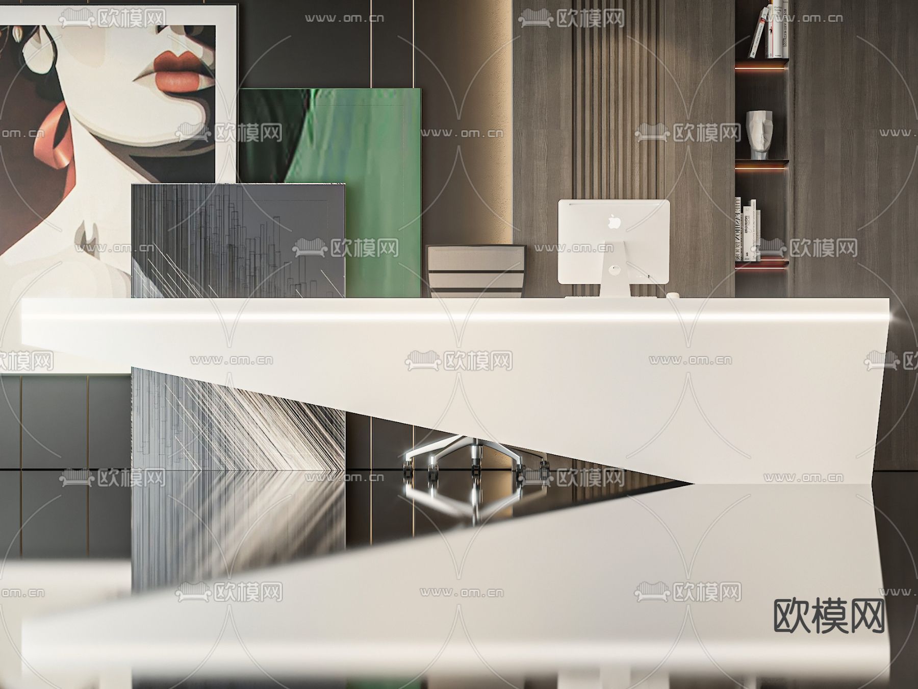 现代前台 服务台 接待台3d模型下载