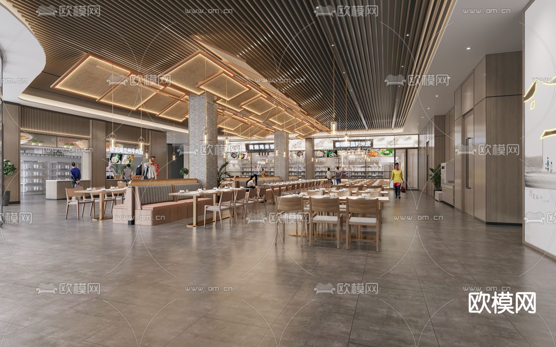 服务区餐厅 快餐厅3d模型下载（渲染图1）