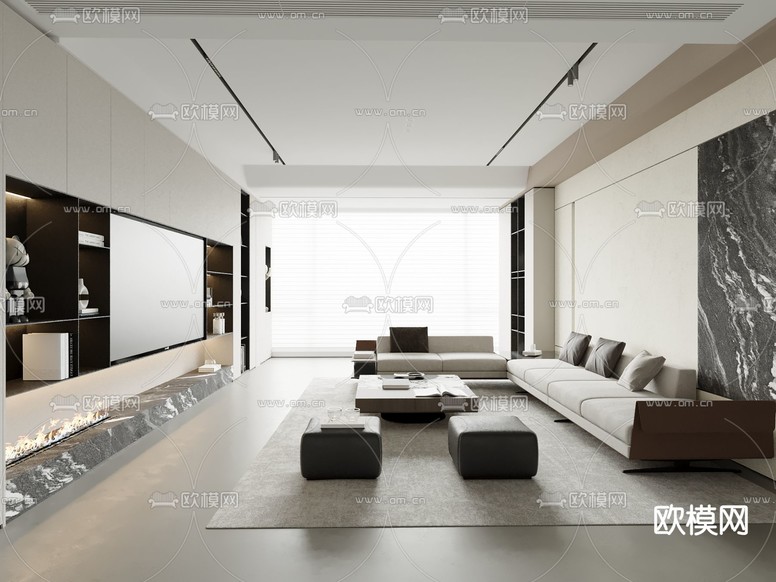 现代客厅su模型下载_ID15144781_sketchup模型下载-欧模网
