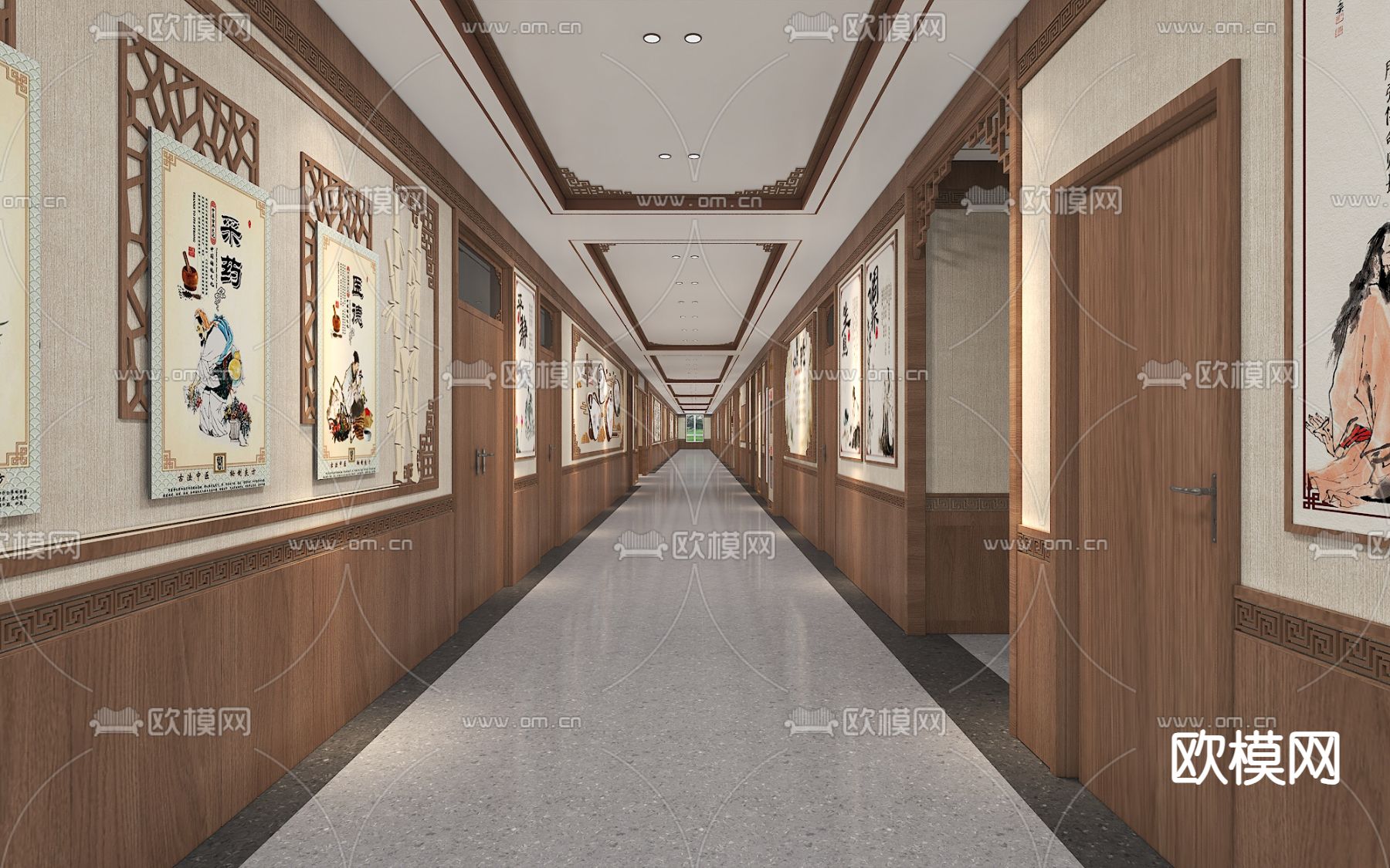 中医馆过道 走廊3d模型下载