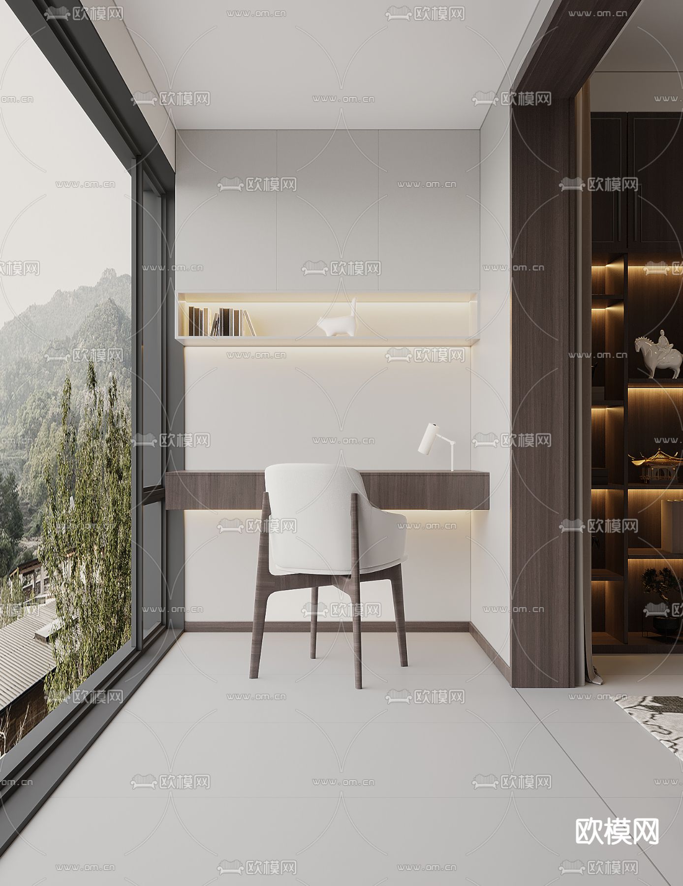 中式客餐厅3d模型下载（渲染图2）