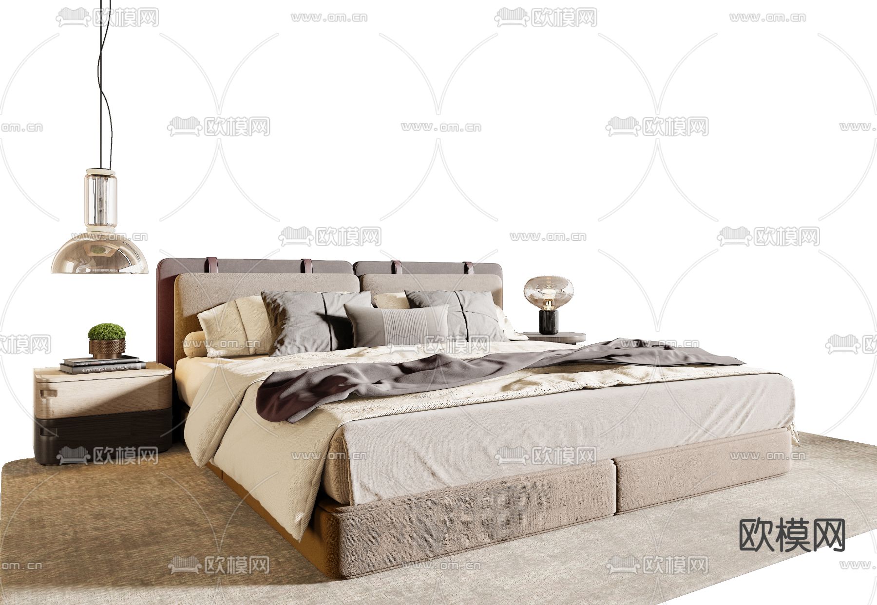 Minotti 米洛提 双人床3d模型下载