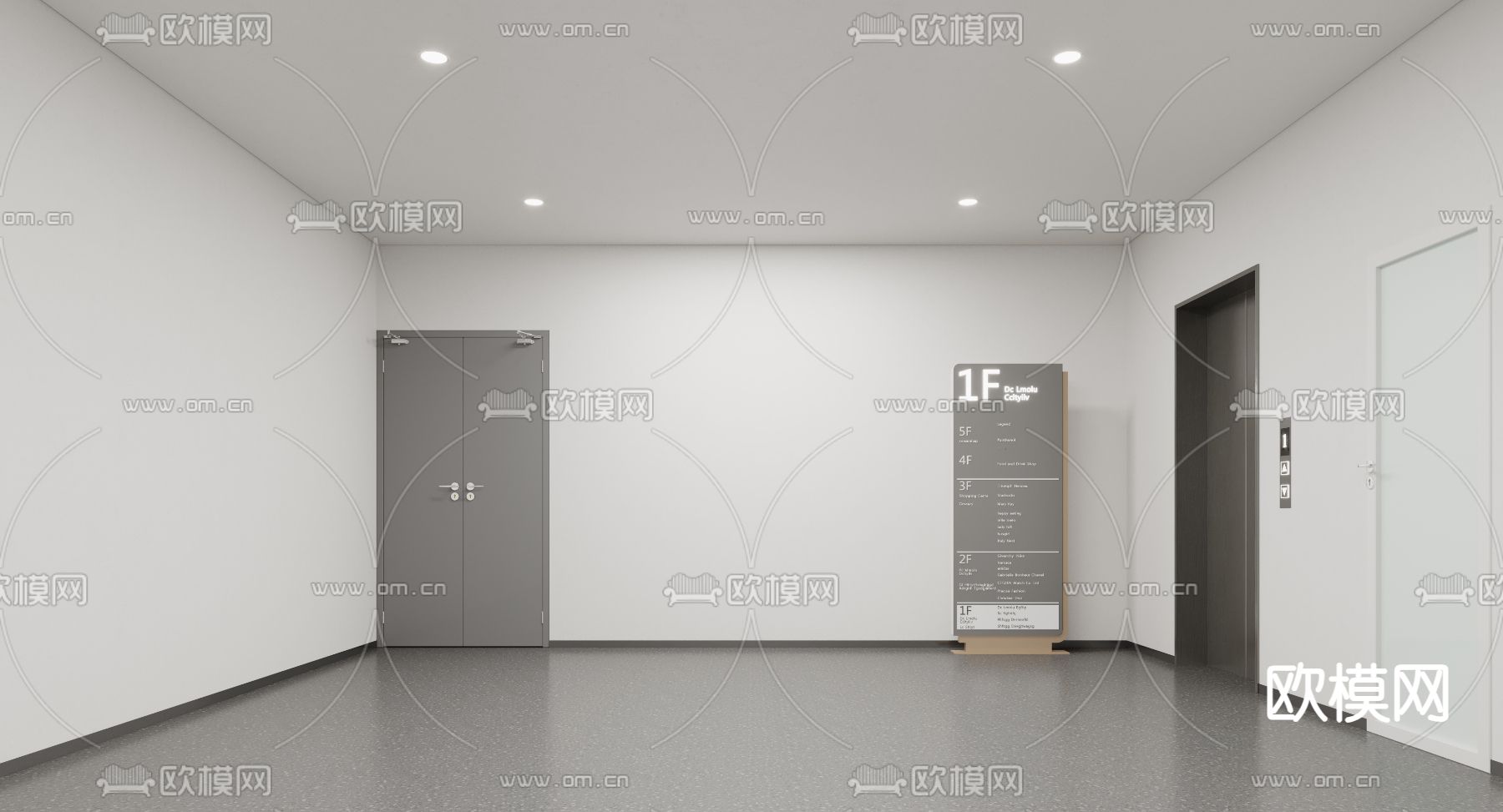 现代电梯厅 电梯间3d模型下载