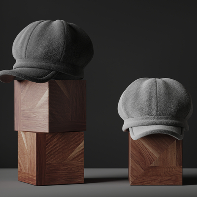  现代布艺帽子 白色帽子su模型 