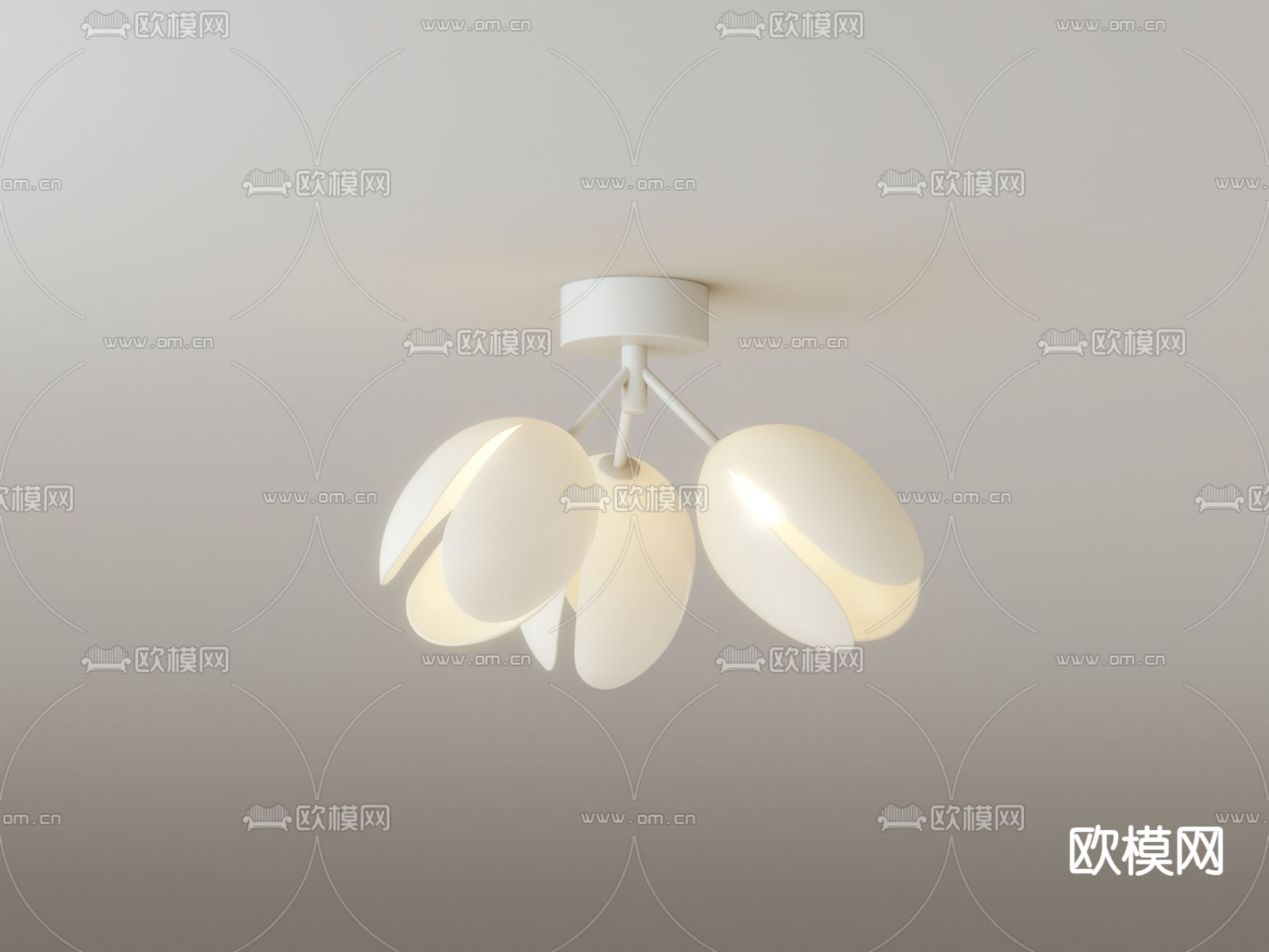 奶油风吸顶灯su模型下载（渲染图3）