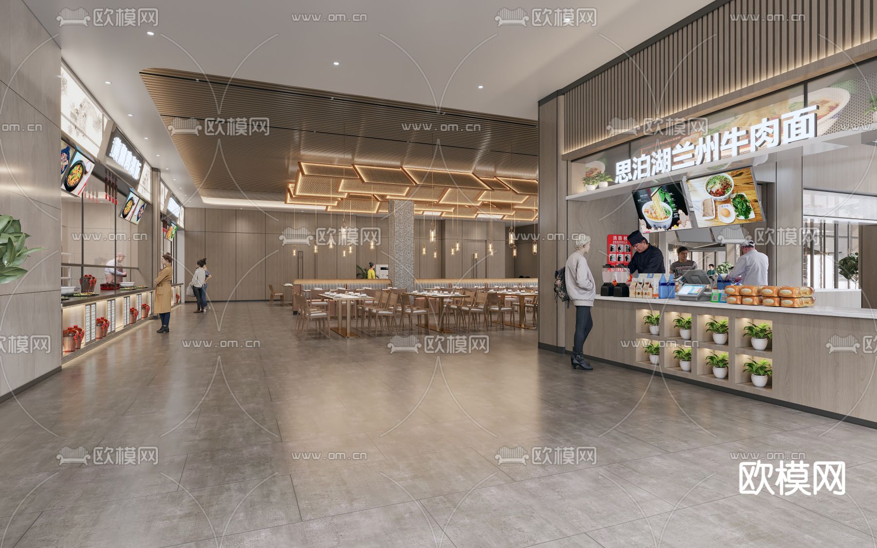 服务区餐厅 快餐厅3d模型下载（渲染图2）