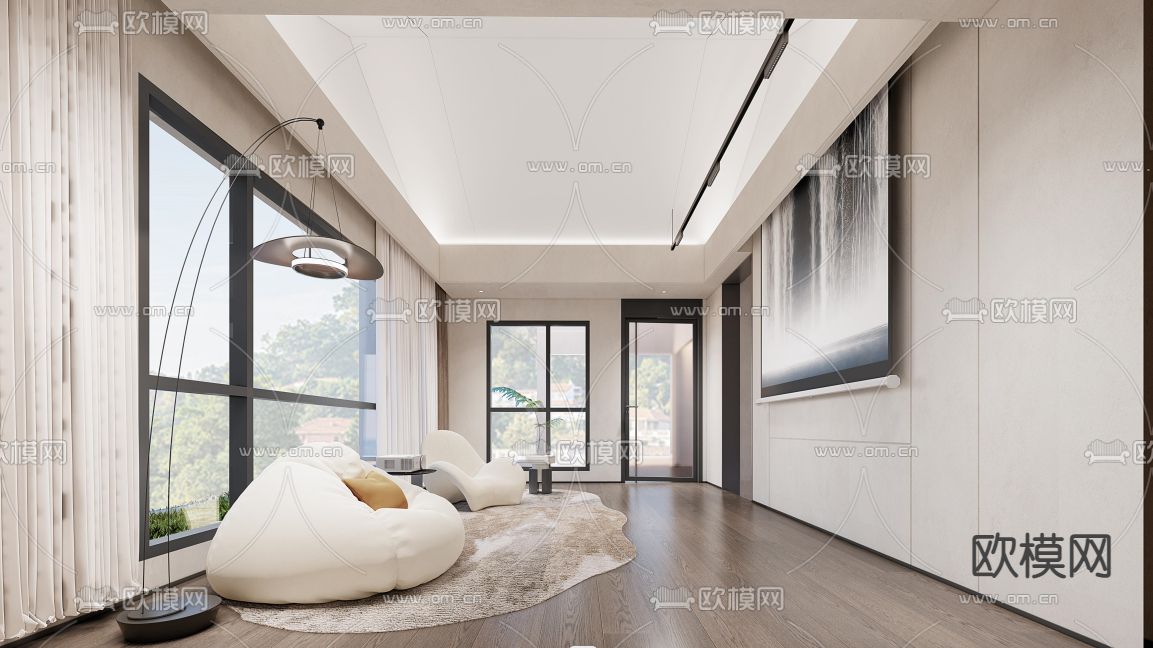 现代休闲空间su模型下载（渲染图2）