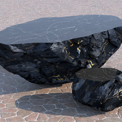  户外石头坐凳su模型 