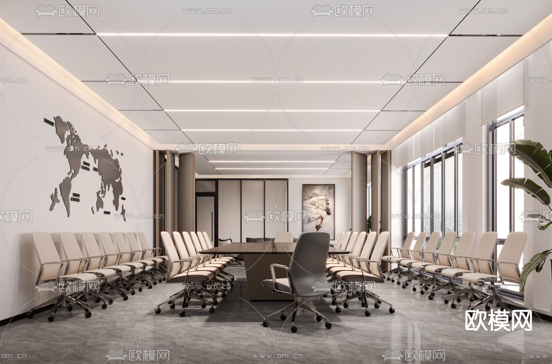 现代会议室3d模型下载（渲染图1）