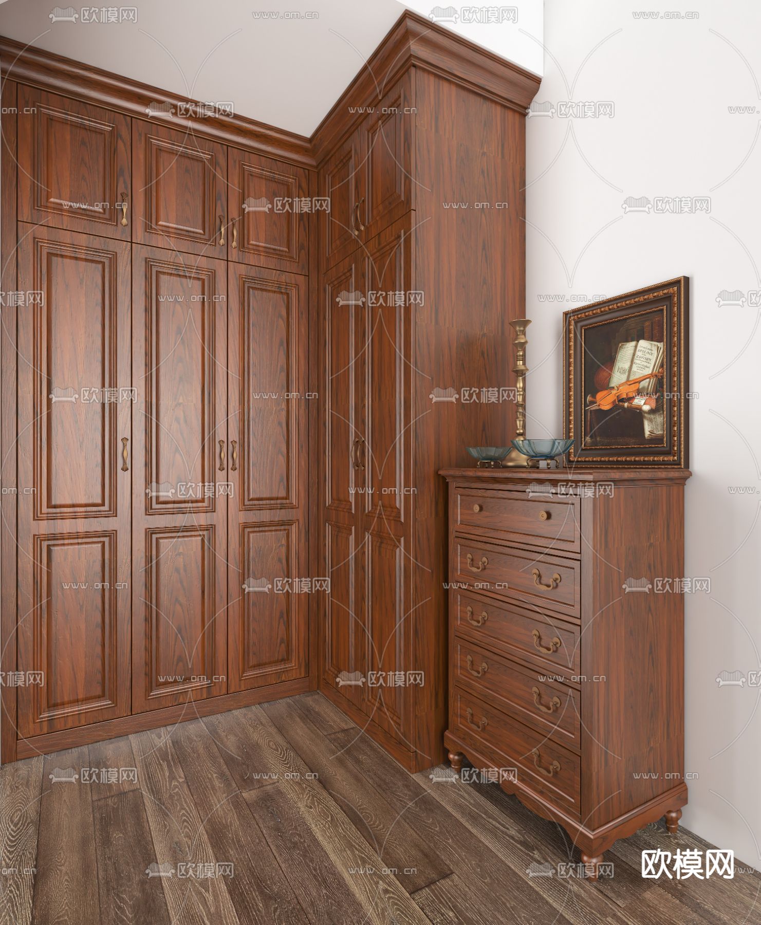 欧式衣柜 实木衣柜3d模型下载