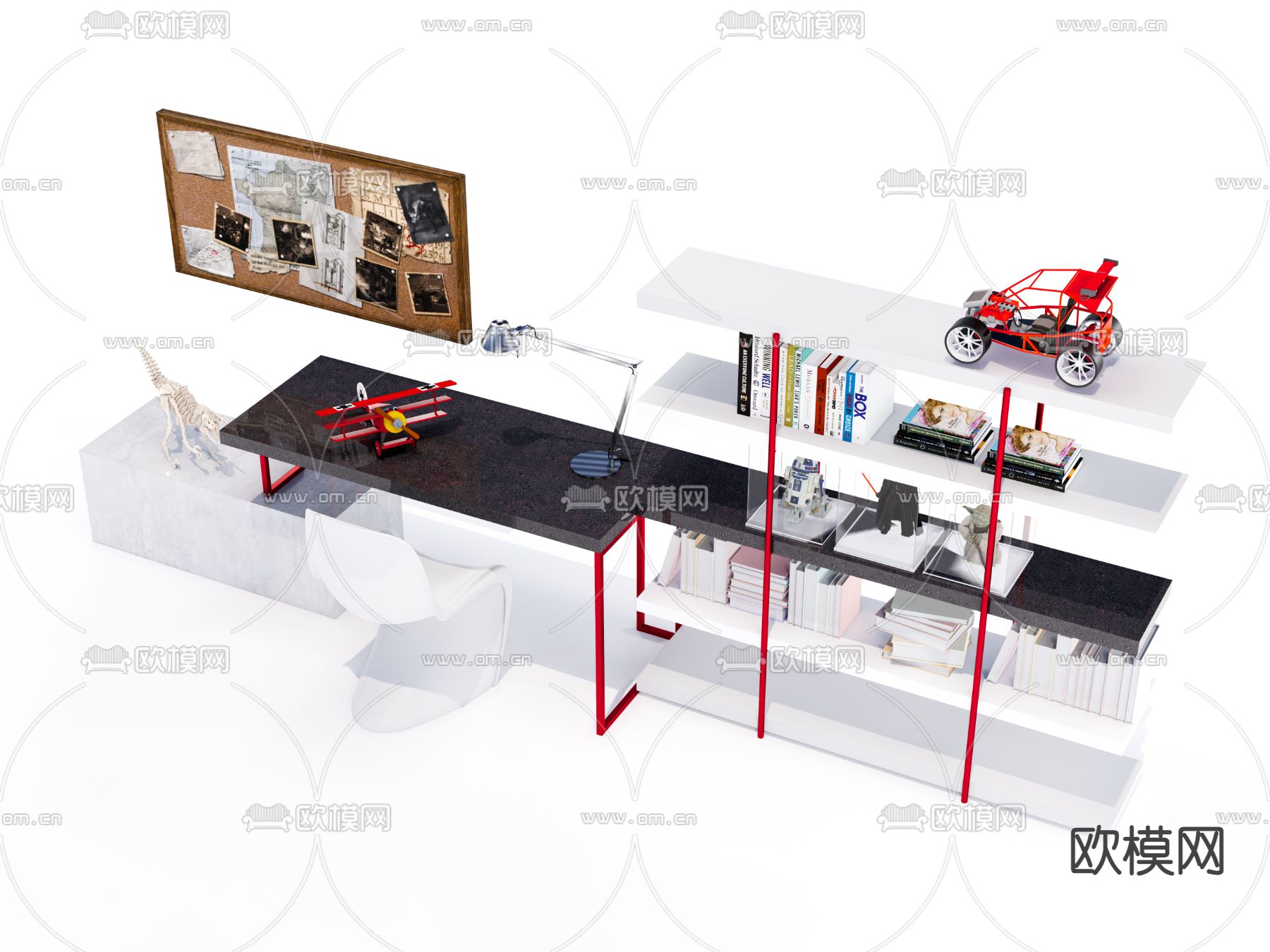 现代书桌椅su模型下载（渲染图4）