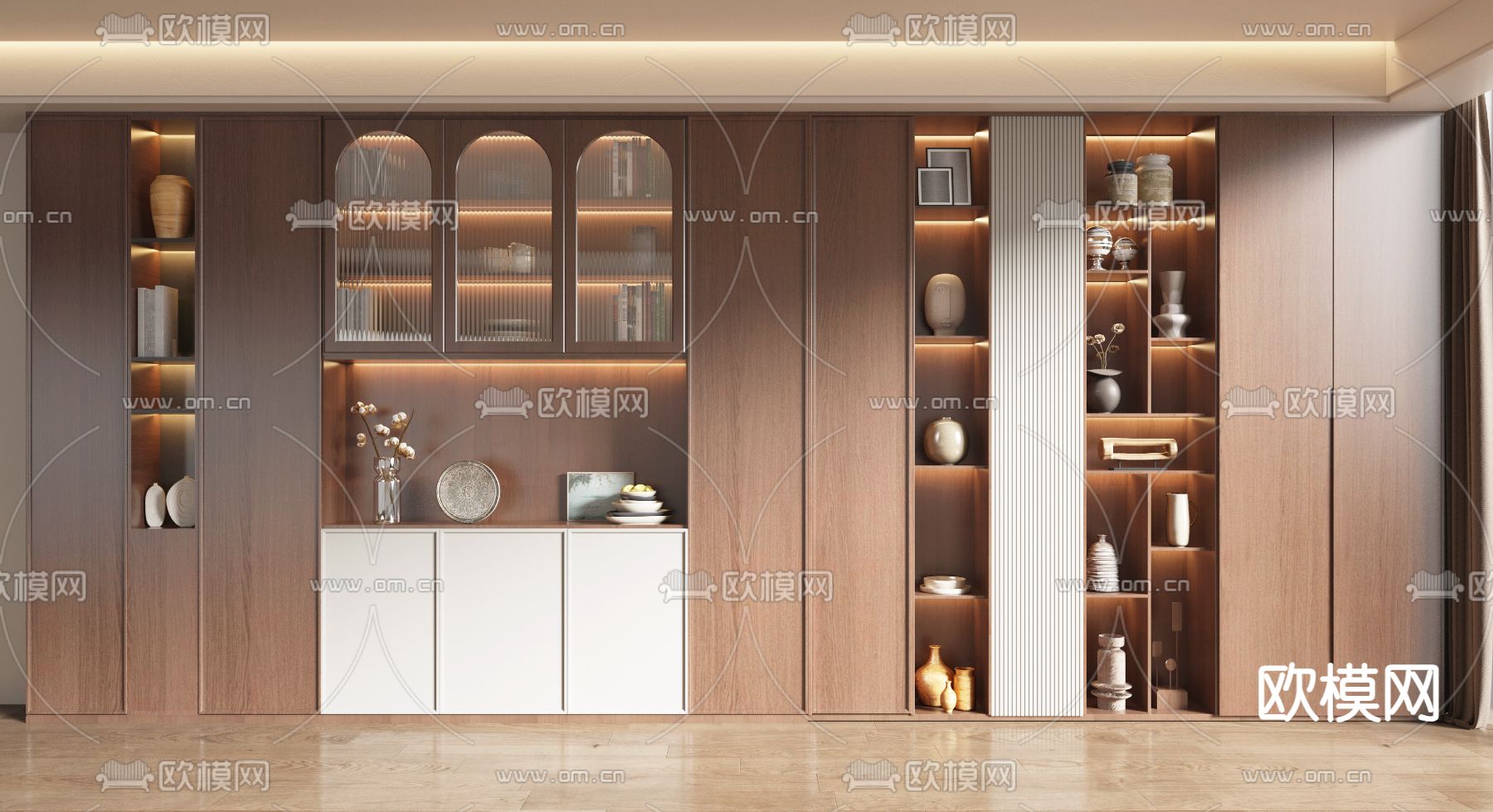 中古风书柜 陈列柜3d模型下载