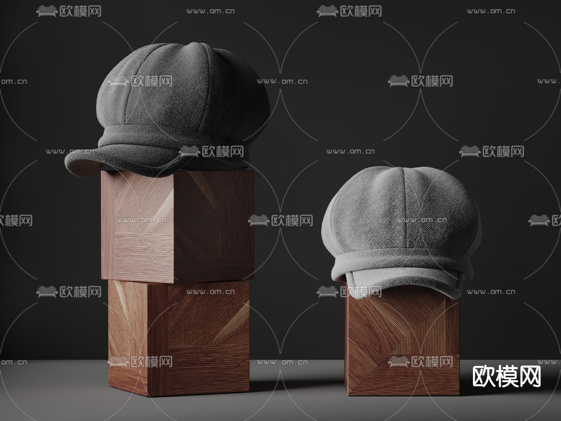 现代布艺帽子 白色帽子su模型下载（渲染图2）