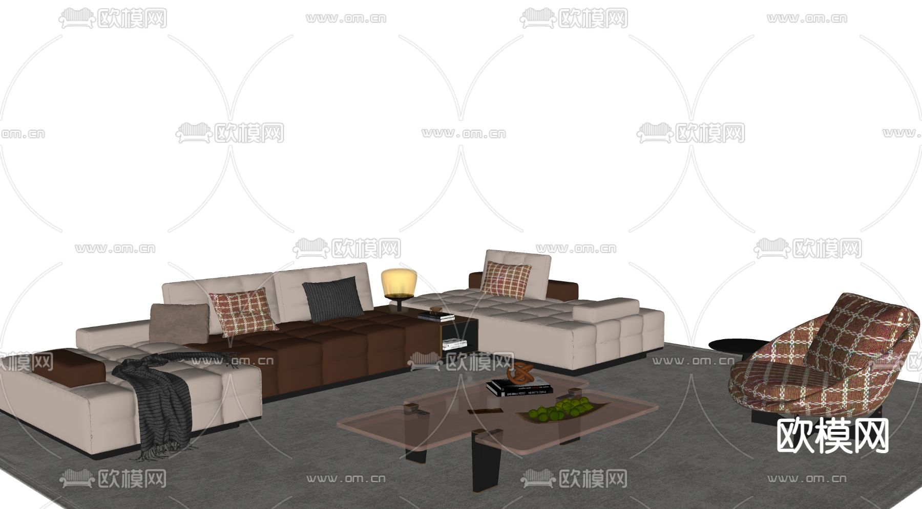 Minotti 组合沙发su模型下载（渲染图1）