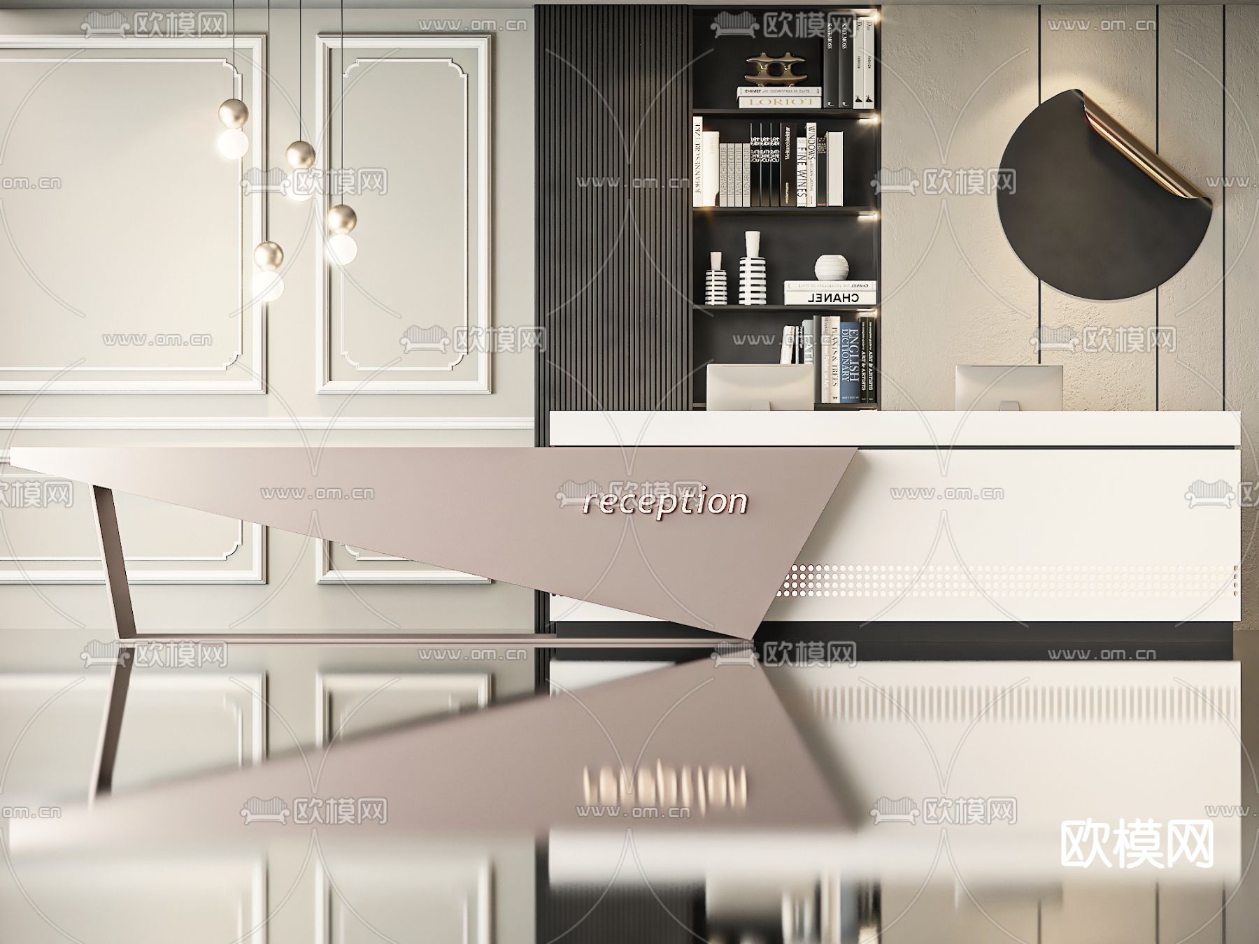 现代前台 服务台 接待台3d模型下载