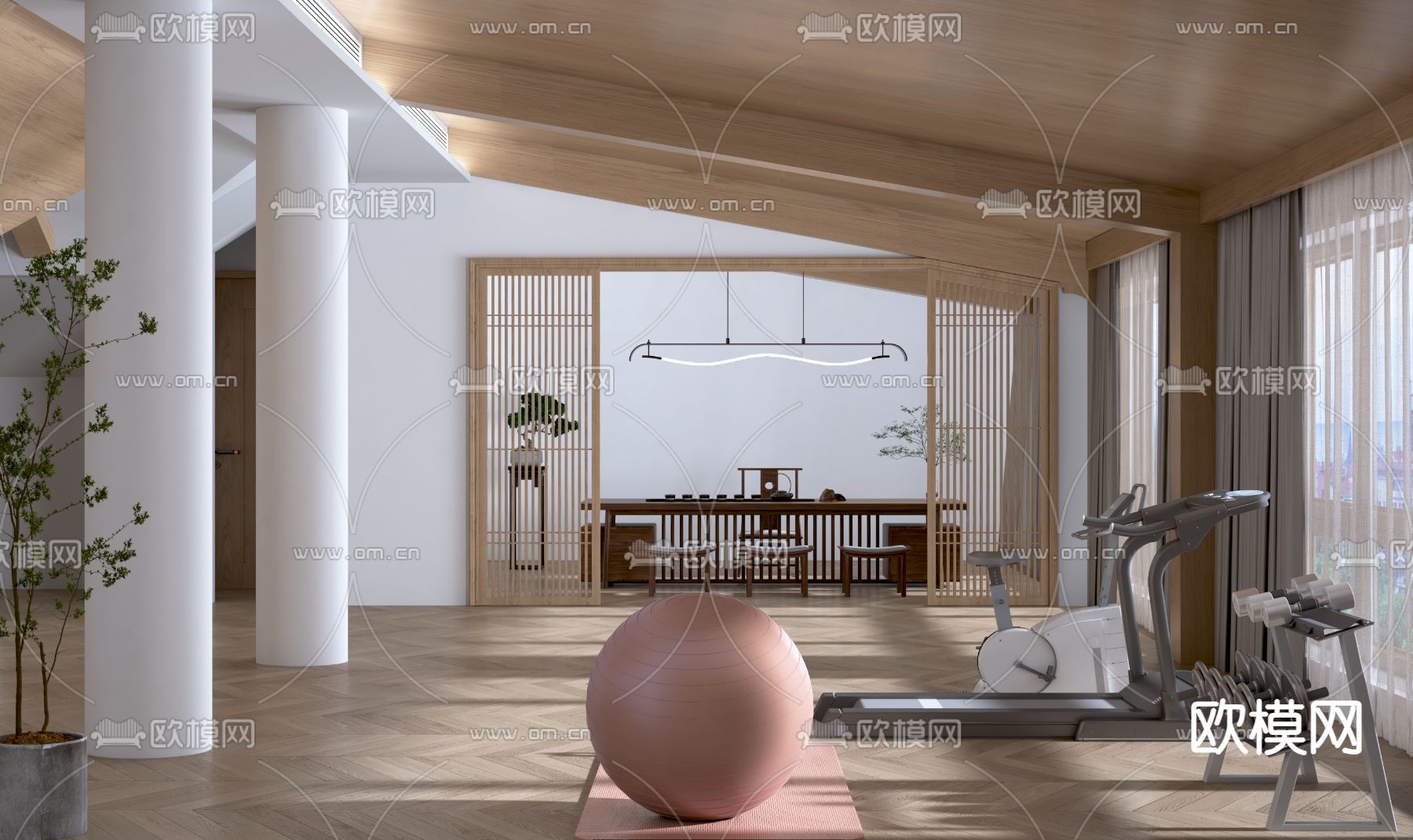 家居健身房 品茶室 休闲室3d模型下载（渲染图2）