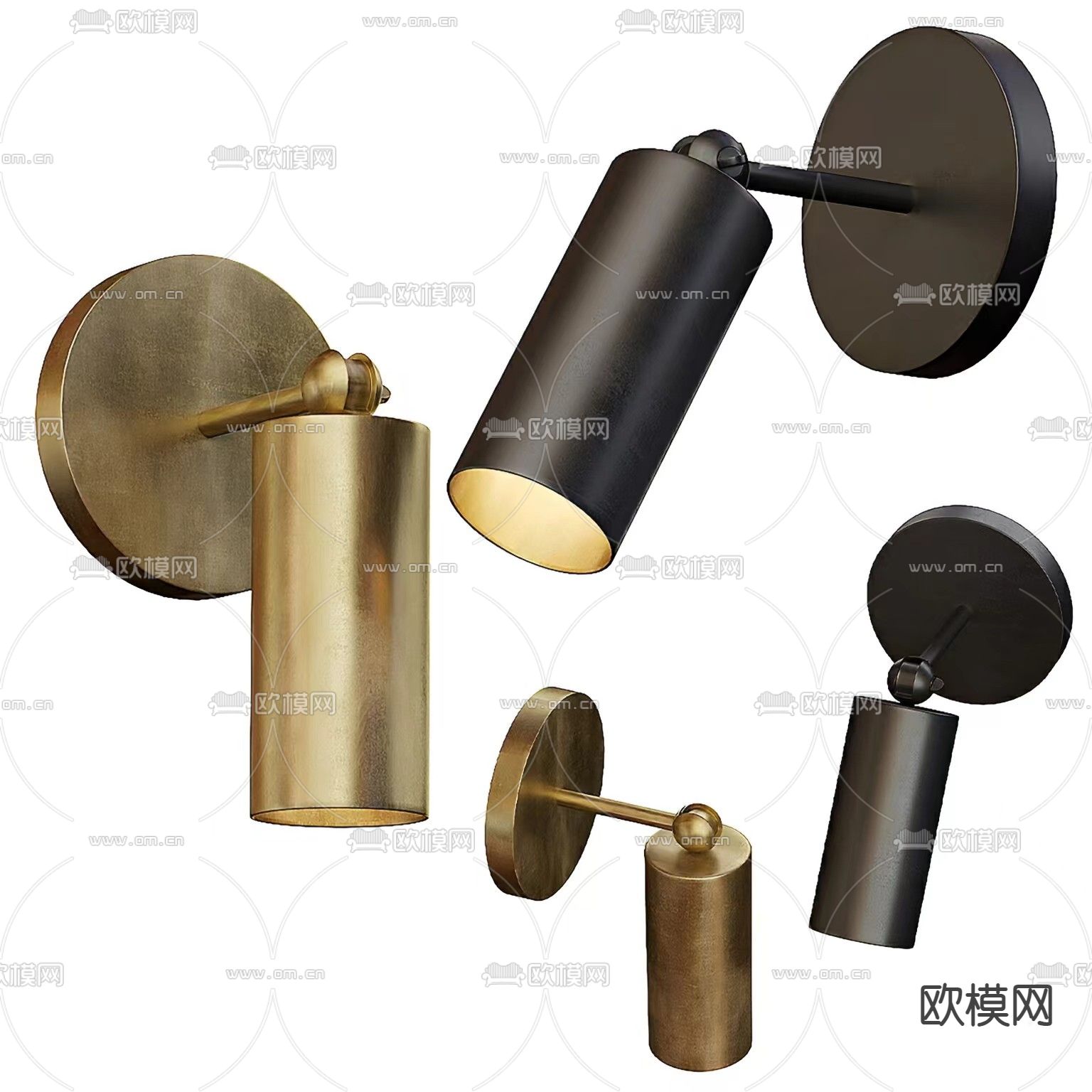 Cylinder 轻奢壁灯 旋转壁灯3d模型下载（渲染图1）