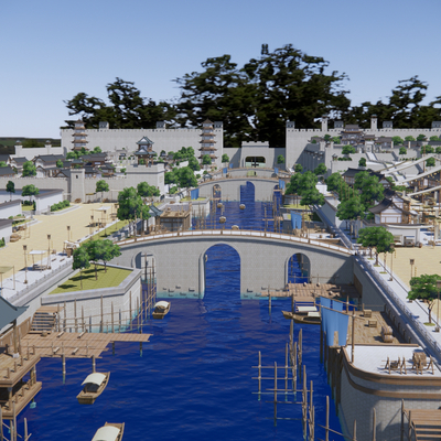  古建筑群su模型 