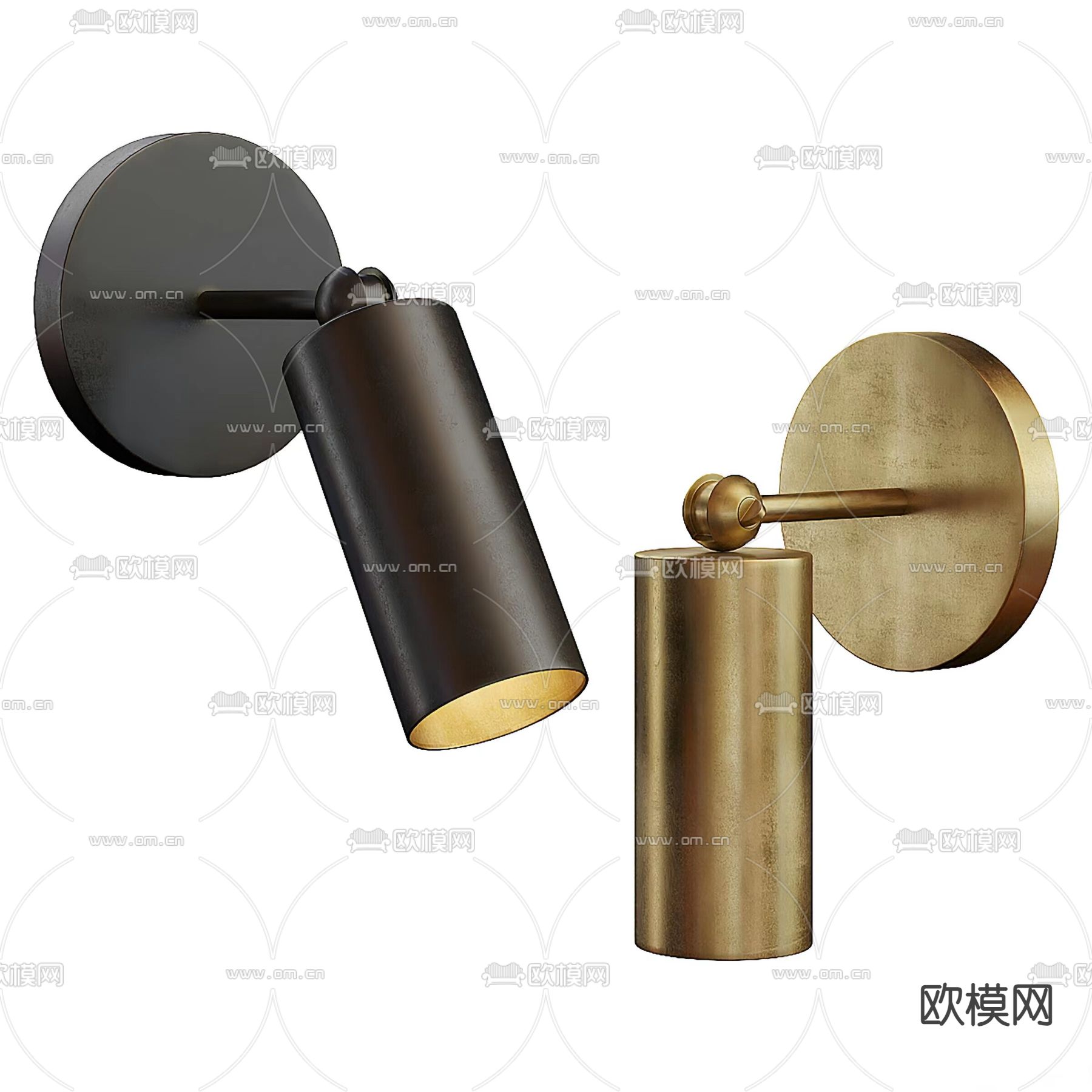 Cylinder 轻奢壁灯 旋转壁灯3d模型下载（渲染图2）