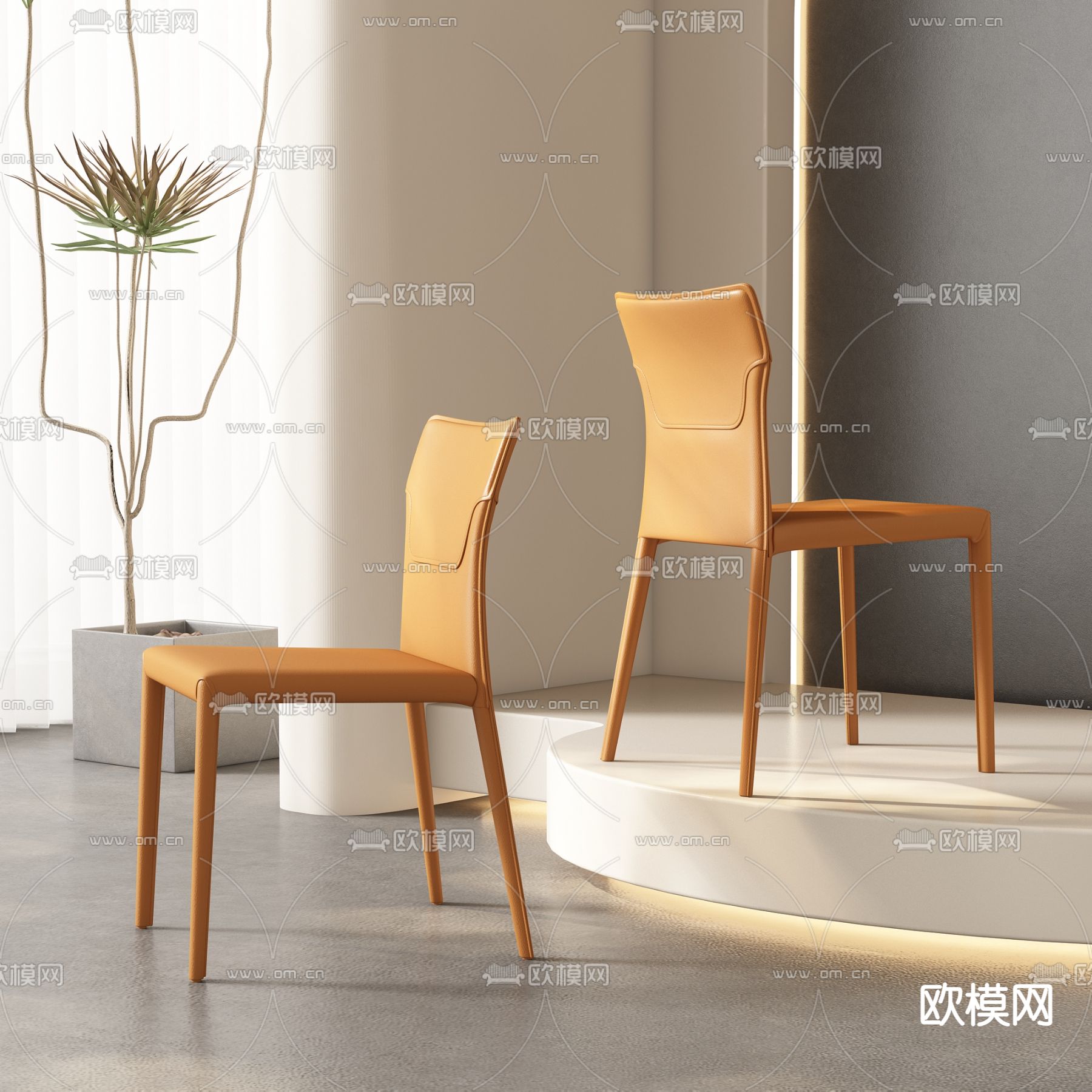 皮革椅子 餐椅3d模型下载